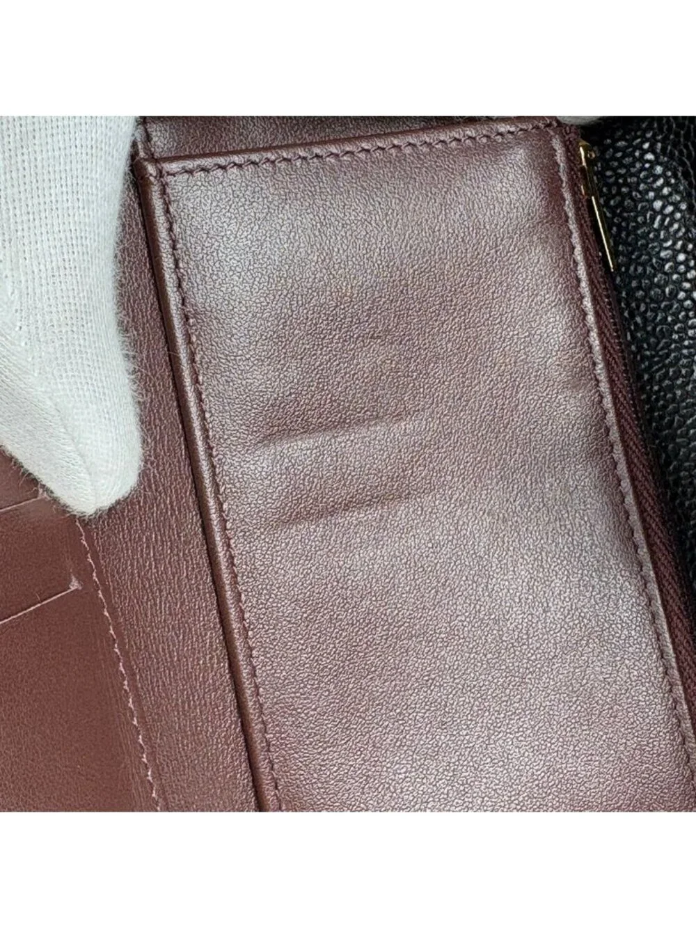Chanel Trifold Wallet CC Logo Caviar Leather Black